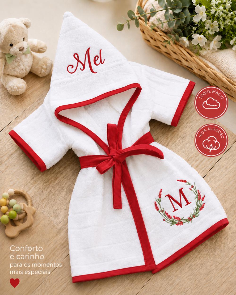 Roupão para bebê personalizado tema lavanda