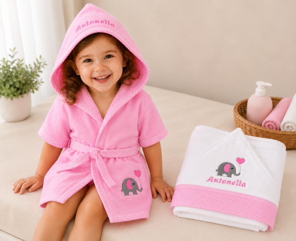 roupão para bebe e criança personalizado mais toalha de banho c