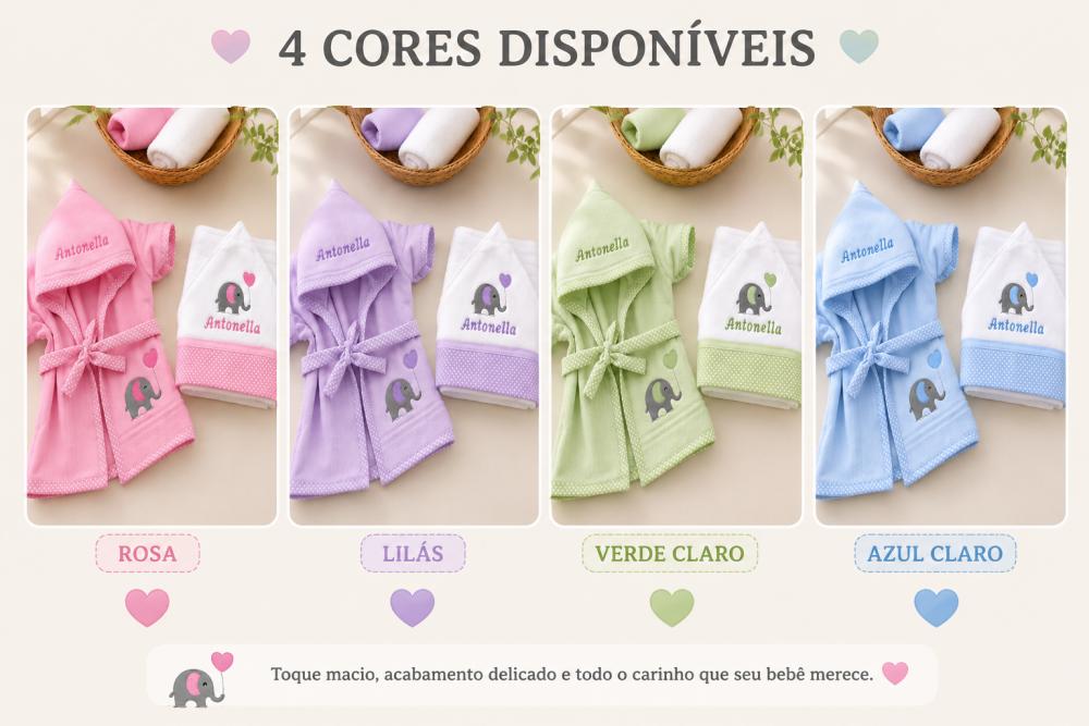 roupão para bebe e criança personalizado mais toalha de banho c