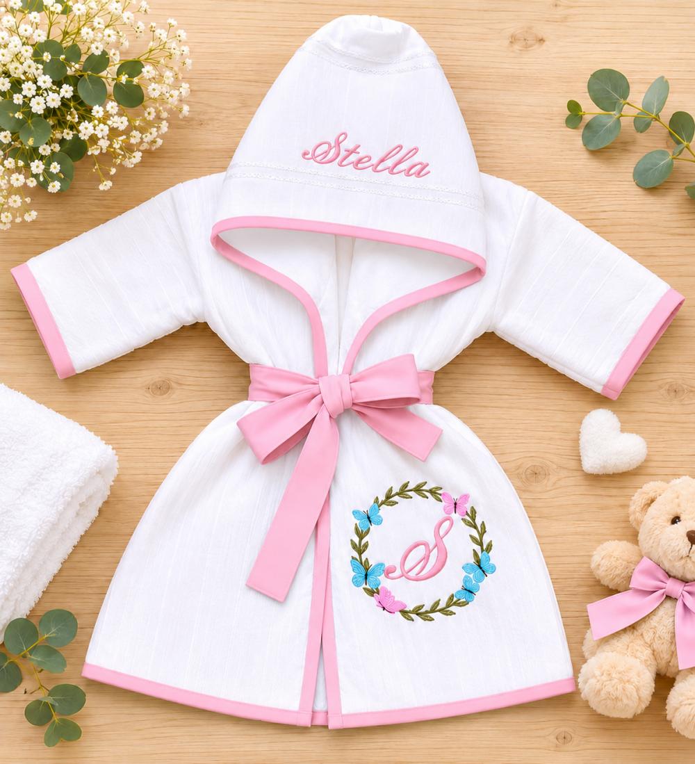 Roupão bebe e infantil Personalizado Tema Jardim Encantado com b