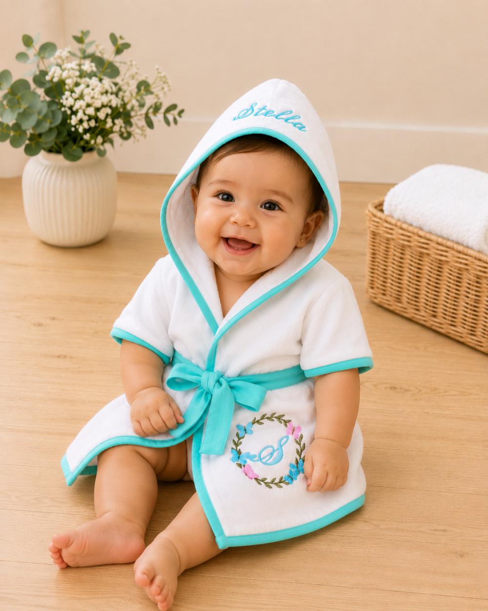 Roupão bebe e infantil Personalizado Tema Jardim Encantado com b