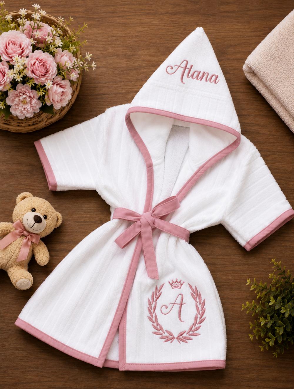 Roupão para Bebê /infantil  Personalizado tema inicial princesa