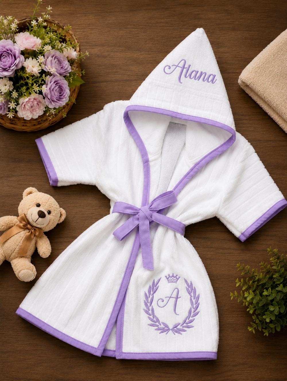 Roupão para Bebê /infantil  Personalizado tema inicial princesa