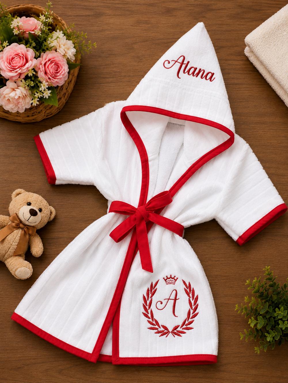 Roupão para Bebê /infantil  Personalizado tema inicial princesa