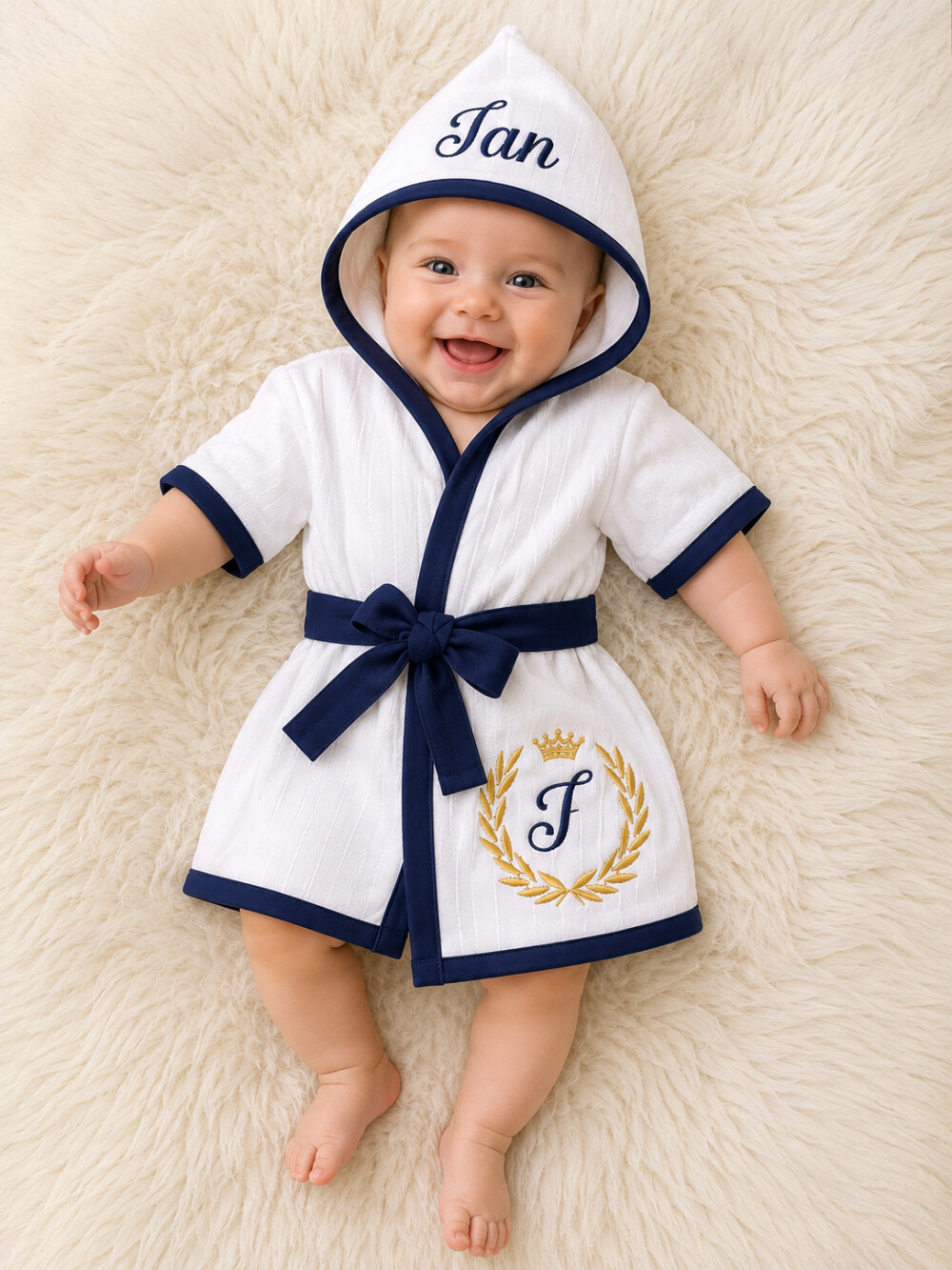 Roupão para Bebê /infantil Personalizado tema inicial príncipe