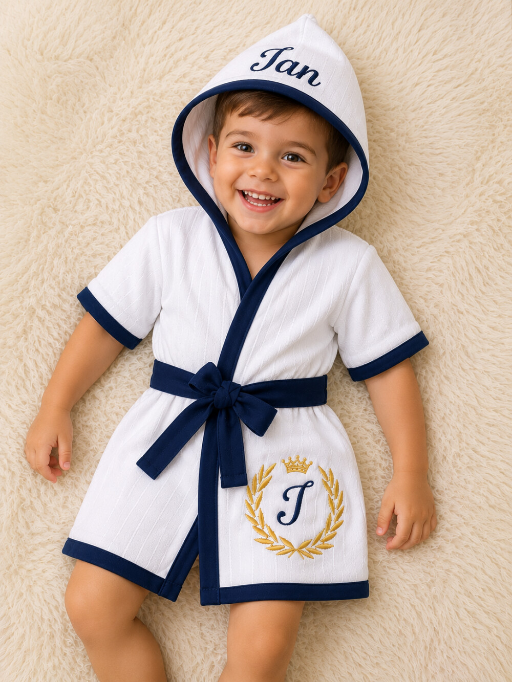 Roupão para Bebê /infantil Personalizado tema inicial príncipe