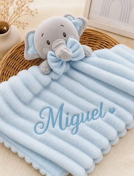 Naninha Elefante Personalizada Cor Verde, Rosa, Azul