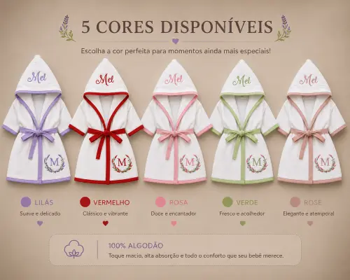 Roupão para bebê personalizado tema lavanda