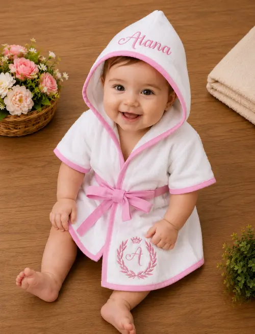 Roupão para Bebê /infantil  Personalizado tema inicial princesa