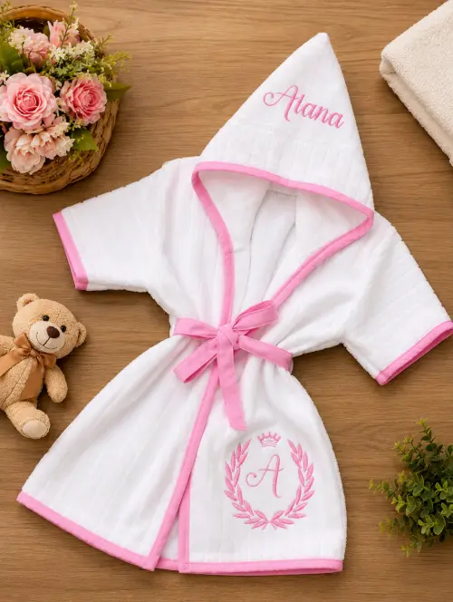 Roupão para Bebê /infantil  Personalizado tema inicial princesa