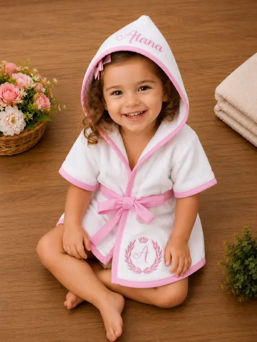 Roupão para Bebê /infantil  Personalizado tema inicial princesa