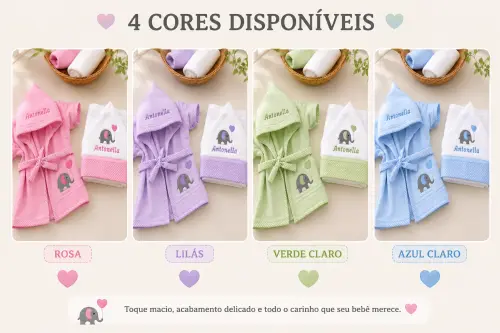 roupão para bebe e criança personalizado mais toalha de banho c