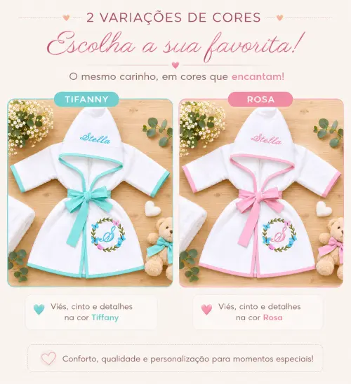 Roupão bebe e infantil Personalizado Tema Jardim Encantado com b