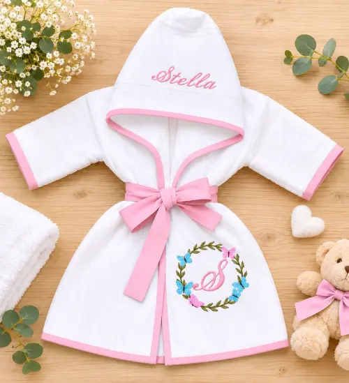 Roupão bebe e infantil Personalizado Tema Jardim Encantado com b