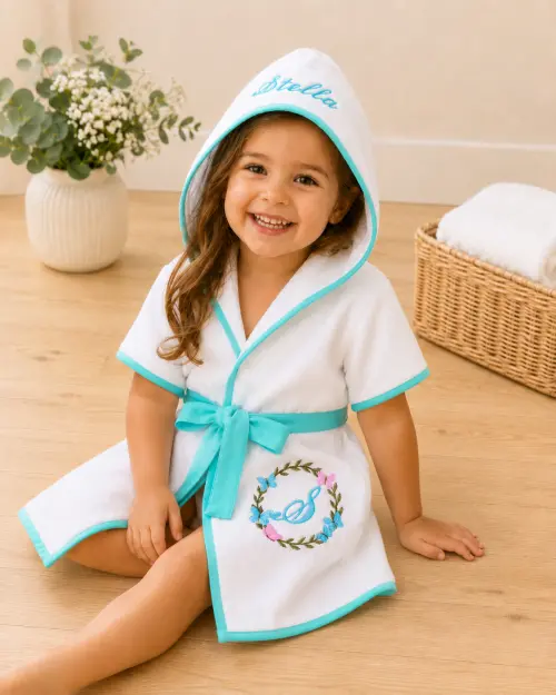 Roupão bebe e infantil Personalizado Tema Jardim Encantado com b
