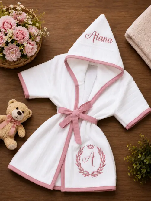 Roupão para Bebê /infantil  Personalizado tema inicial princesa