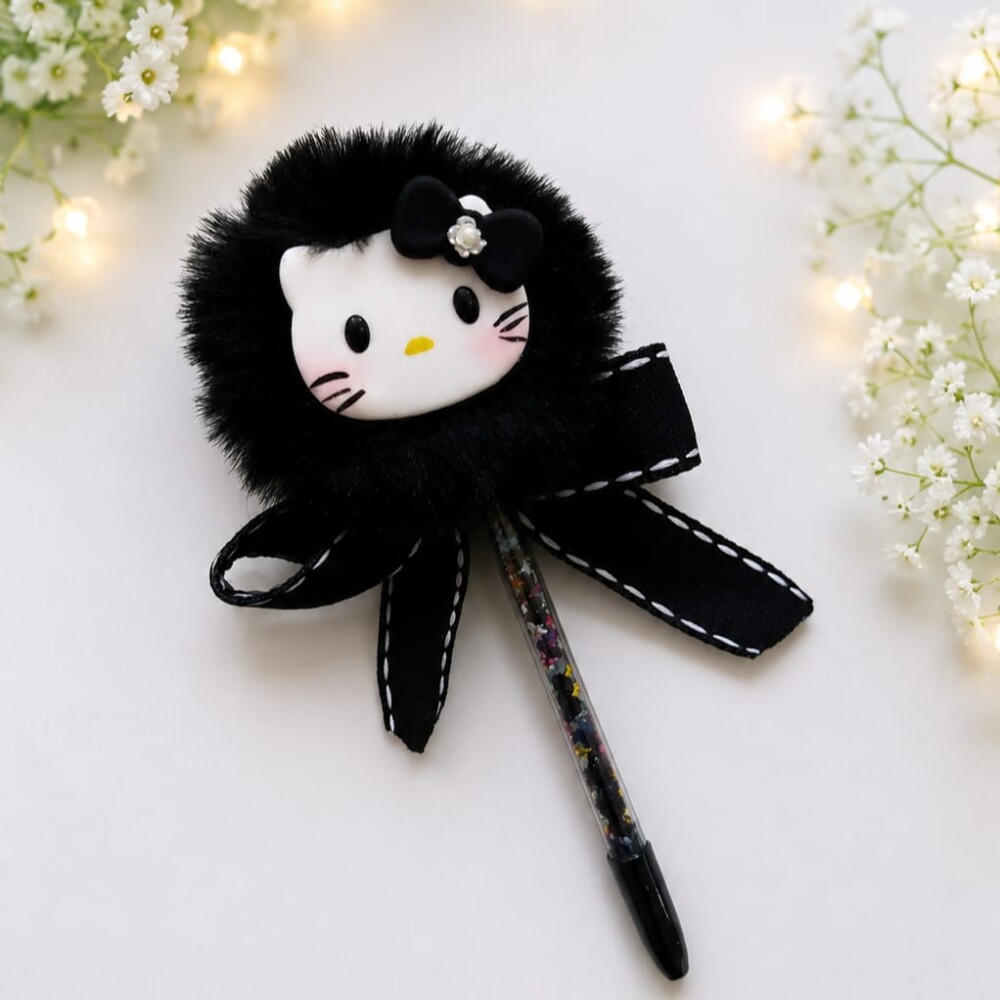 Caneta Personalizada Gatinha Hello Preto Luxo