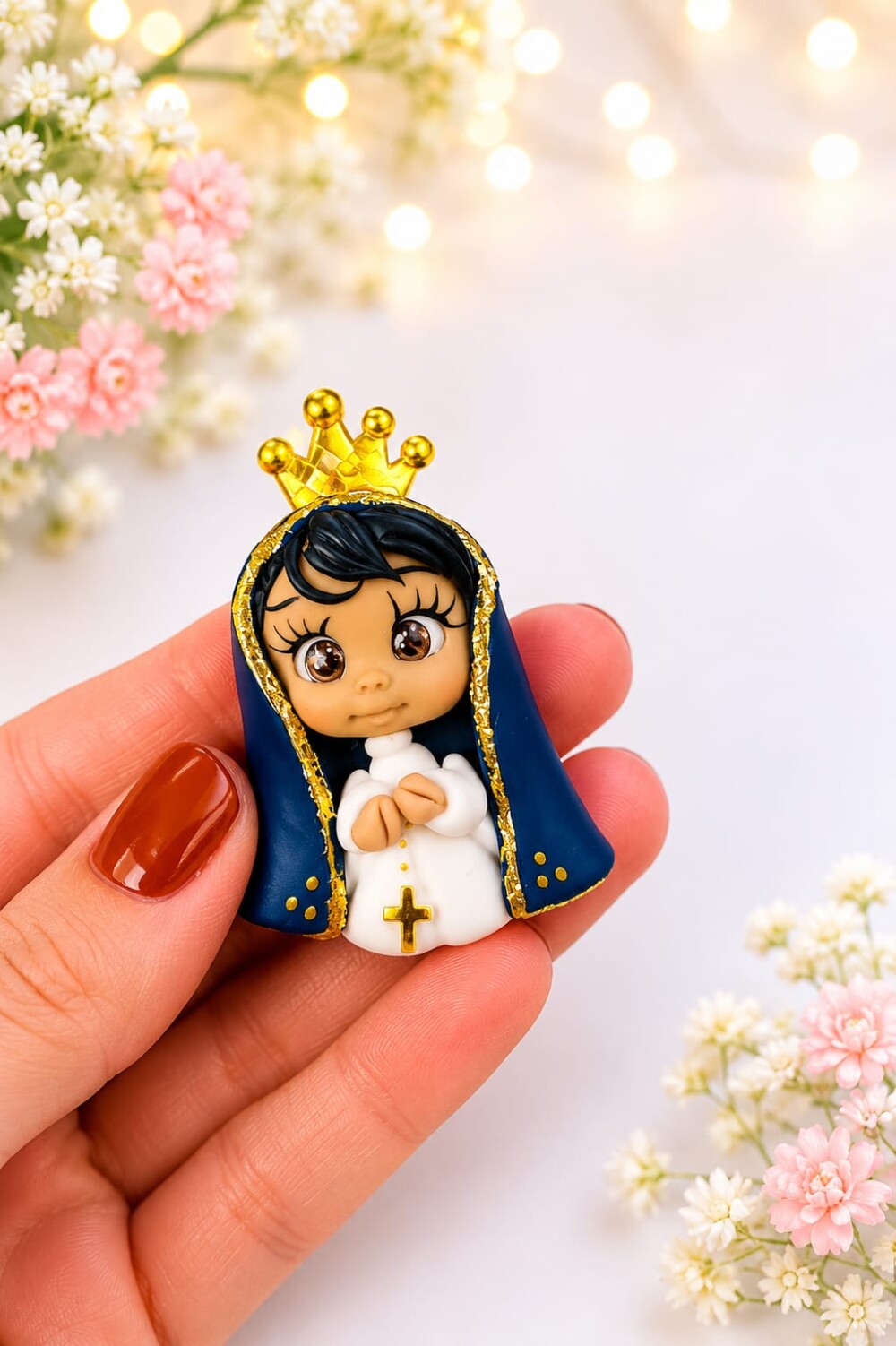 Aplique Entremeio para Terço Artesanal em Biscuit Acessorio para