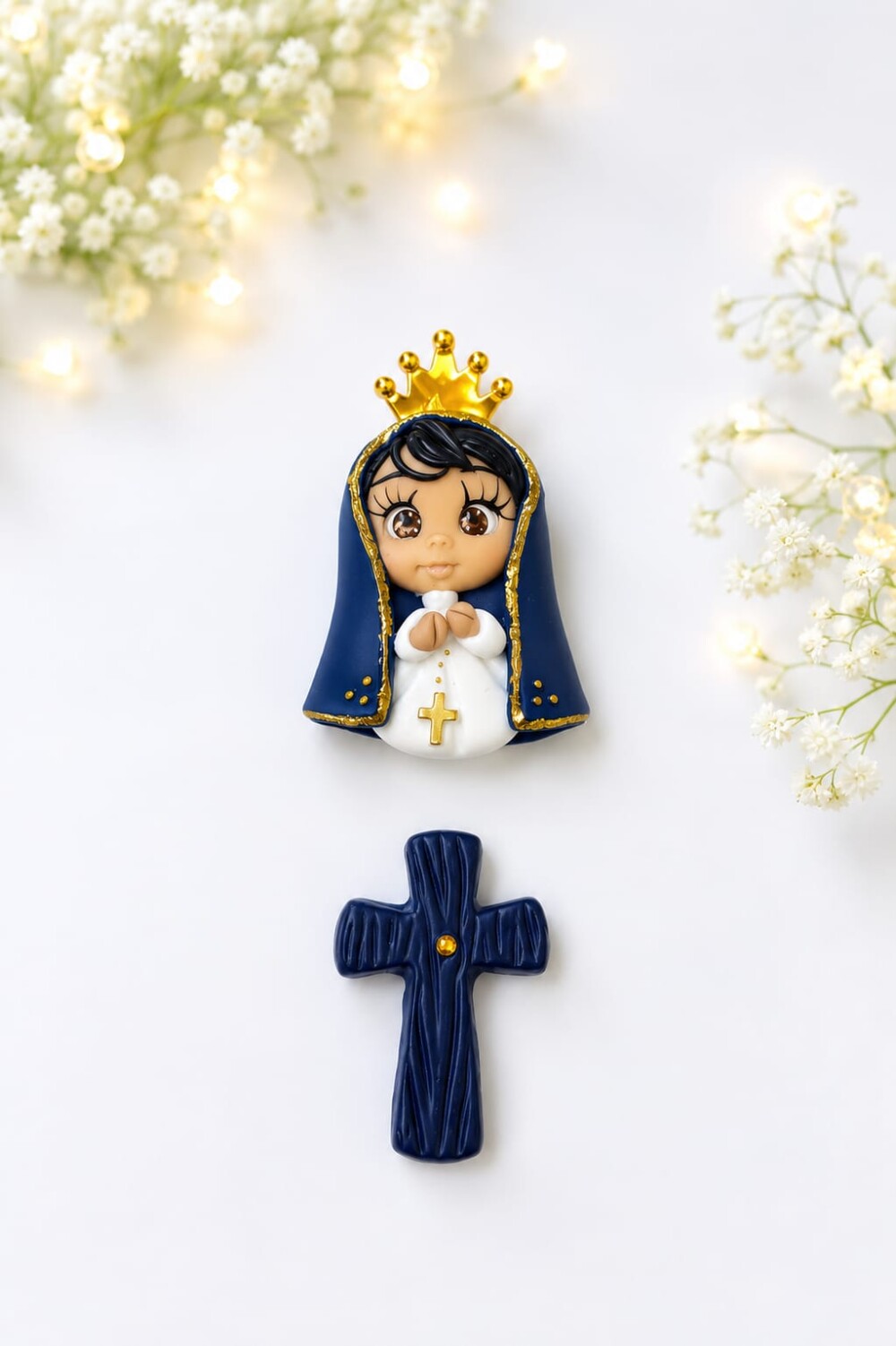 Aplique Entremeio para Terço Artesanal em Biscuit Acessorio para
