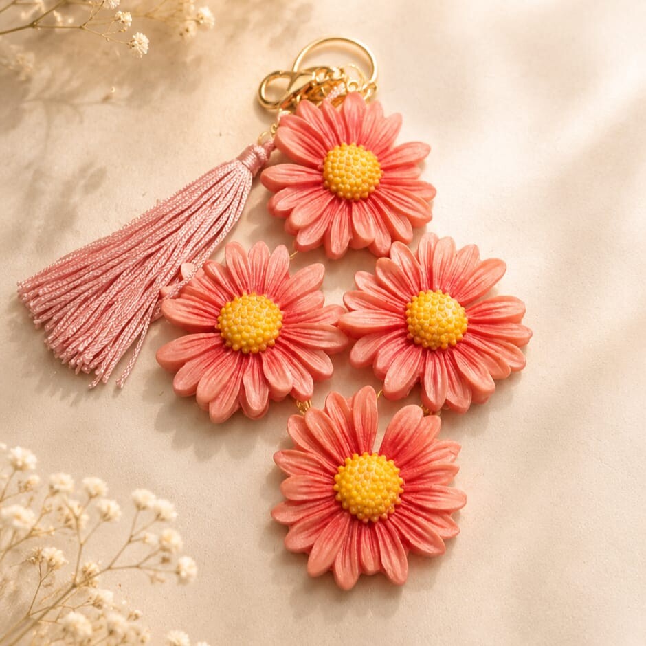 Chaveiro Flor Decorativo | Acessório para Bolsa Mochila e Chaves