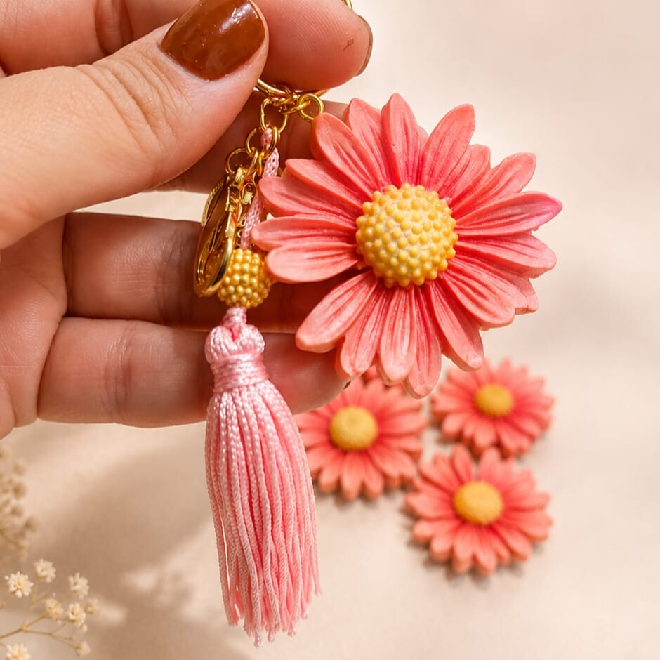 Chaveiro Flor Decorativo | Acessório para Bolsa Mochila e Chaves
