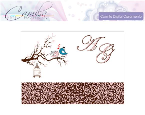 Convite Digital Casamento Passarinhos