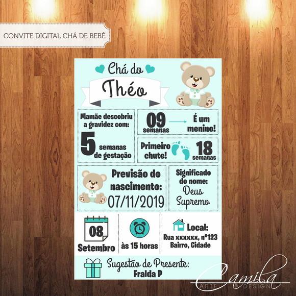 Convite Digital Chá de Bebê Ursinho