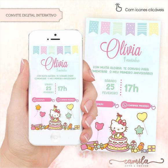 Convite Digital Interativo Hello Kitty