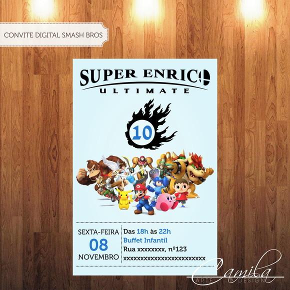 Convite Digital Super Smash Bros