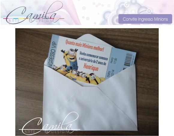 Convite Ingresso Minions
