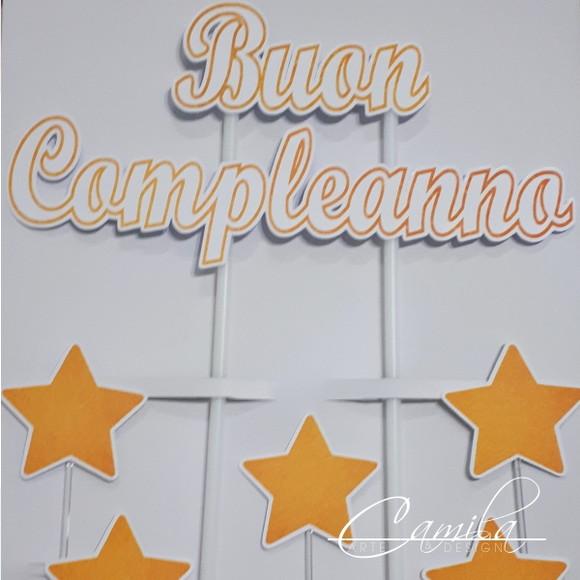 Topo de Bolo Personalizado Estrelas