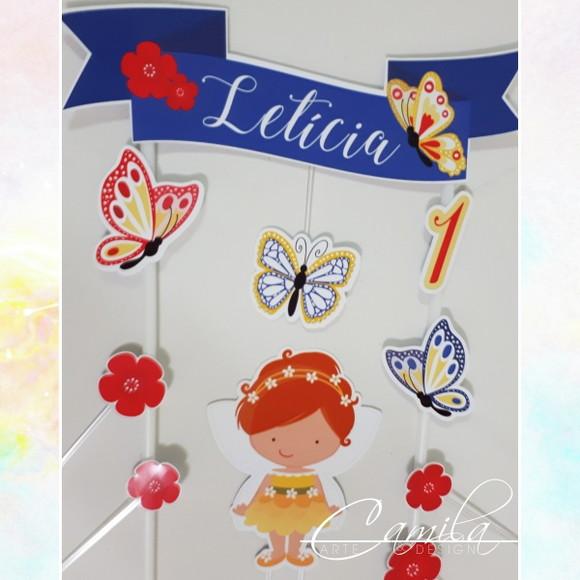 Topo de Bolo Personalizado Jardim das Fadas