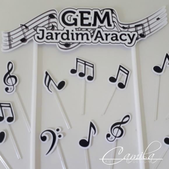 Topo de Bolo Personalizado Música
