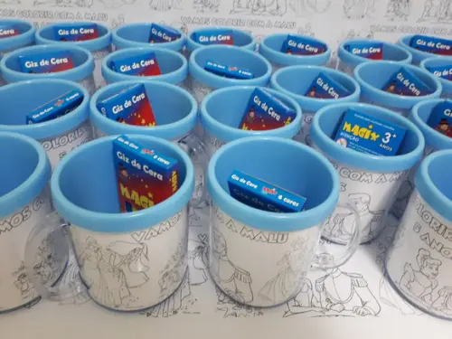 Caneca para colorir + giz de cera