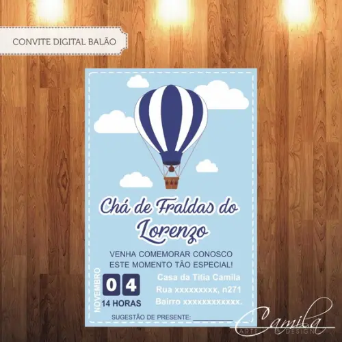Convite Digital Balão Chá de Fraldas