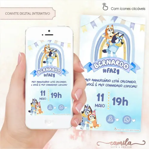 Convite Digital Interativo Bluey