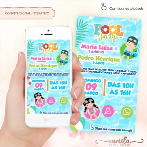 Convite Digital Interativo Pool Party