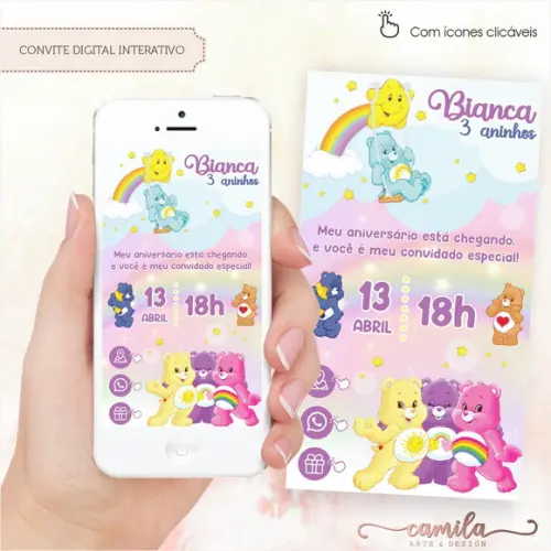 Convite Digital Interativo Ursinhos Carinhosos