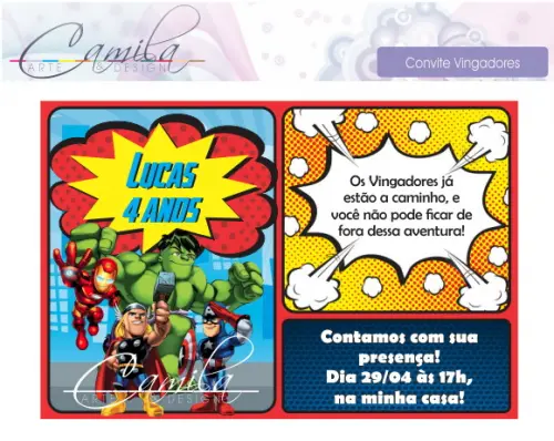 Convite Digital os Vingadores