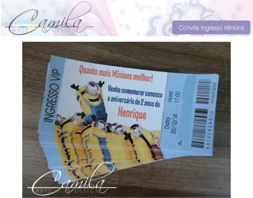 Convite Ingresso Minions