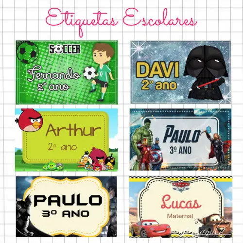 Etiquetas Escolares - Diversos Temas