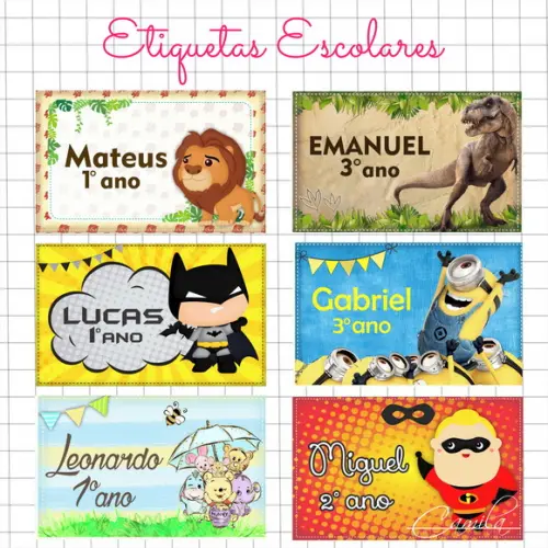 Etiquetas Escolares - Diversos Temas