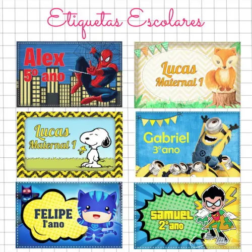 Etiquetas Escolares - Diversos Temas