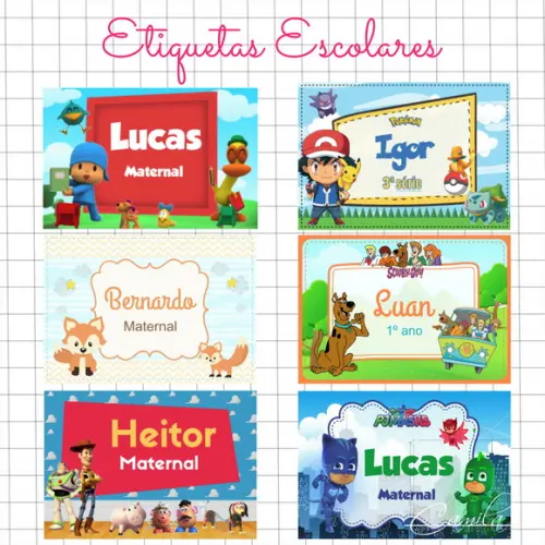Etiquetas Escolares - Diversos Temas