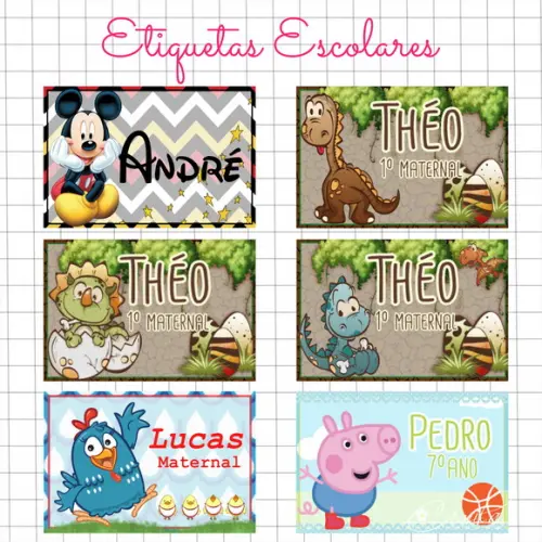 Etiquetas Escolares - Diversos Temas