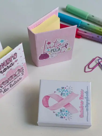 Post-it Capa Dura Personalizado Outubro Rosa