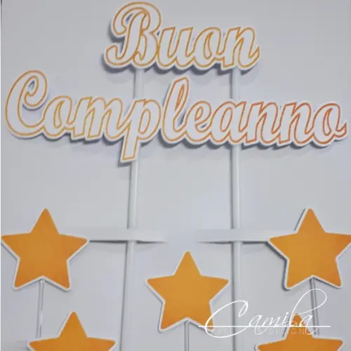 Topo de Bolo Personalizado Estrelas