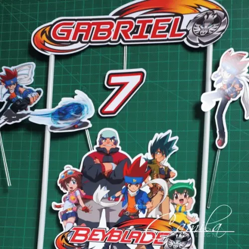 Topo de Bolo Personalizado Beyblade