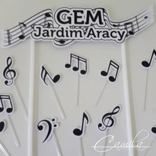 Topo de Bolo Personalizado Música