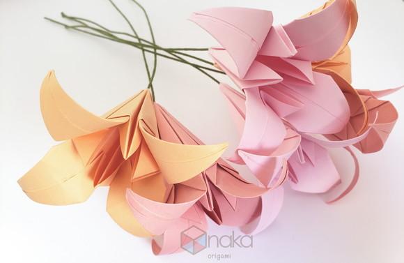 Arranjo de Lirios de Origami com 10 Flores